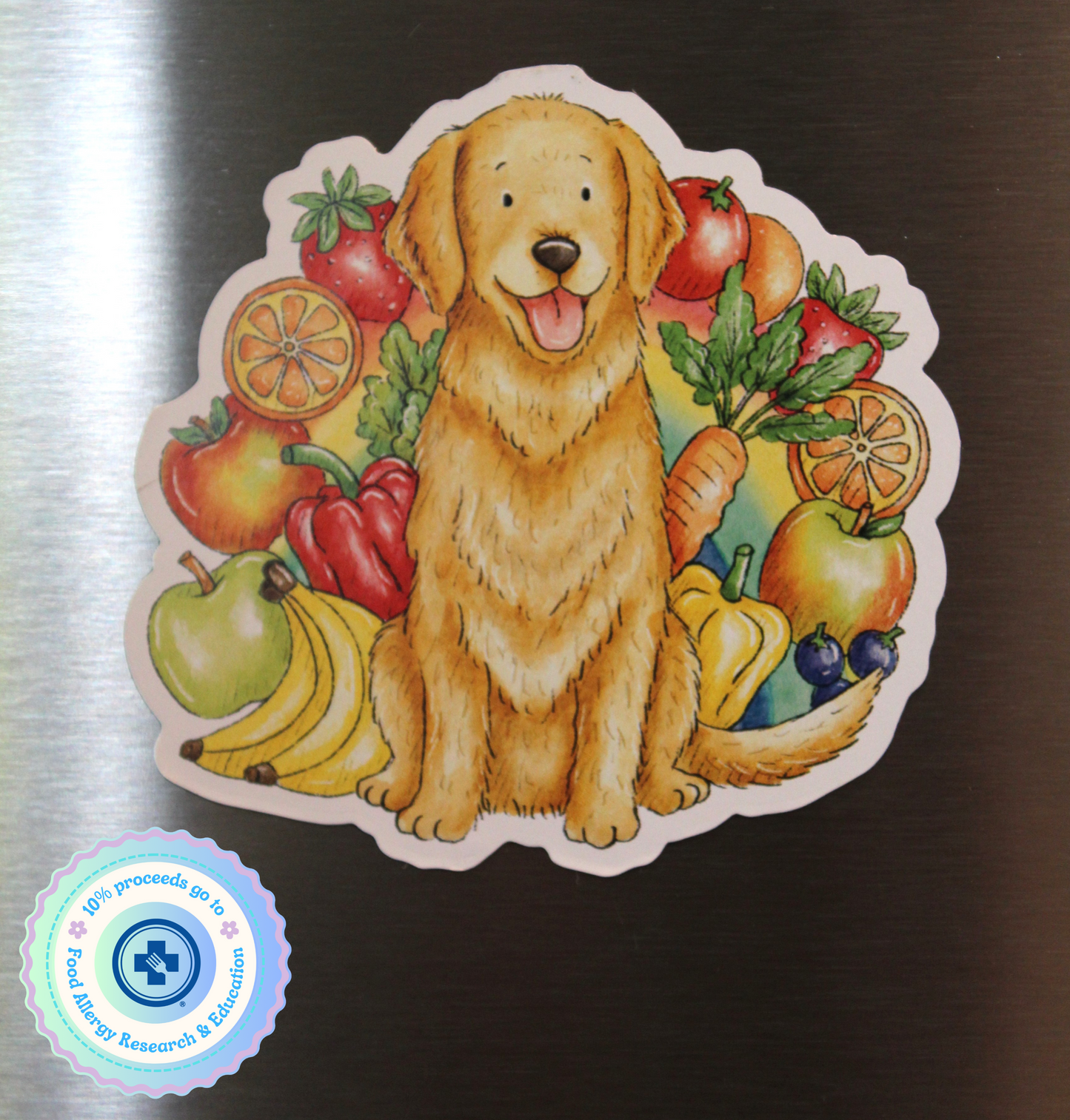 Magnet - Remy In a "Fruit & Veggie" Rainbow - Food Allergy Awareness